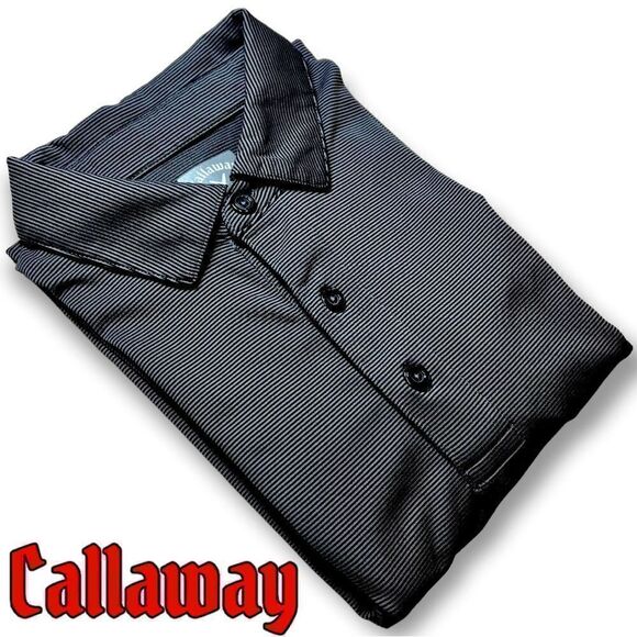 Callaway Opti-Dri Geometric Pattern Button Up Short Sleeve Golf Polo Shirt Sz S - Picture 1 of 9